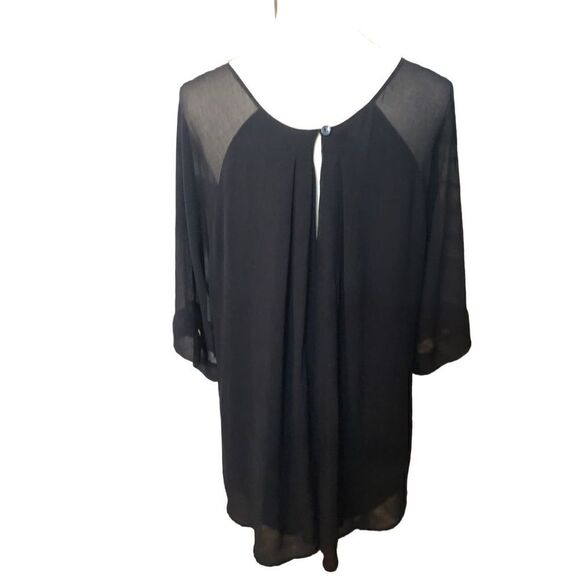 Bobeau Collection black chiffon mixed media tunic - Picture 4 of 7